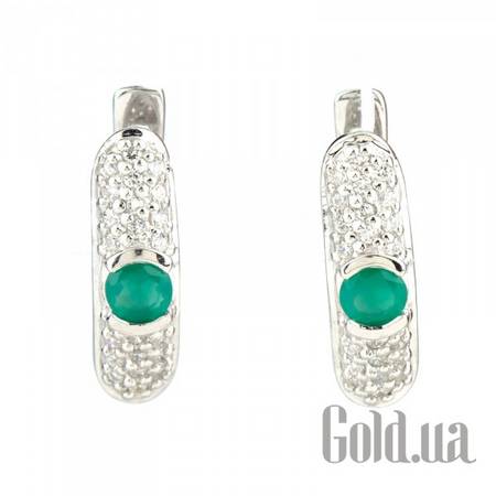 Серьги Серебряные серьги с агатами и куб. циркониями