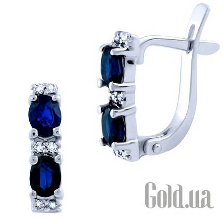 Серьги Золотые серьги с бриллиантами и сапфирами