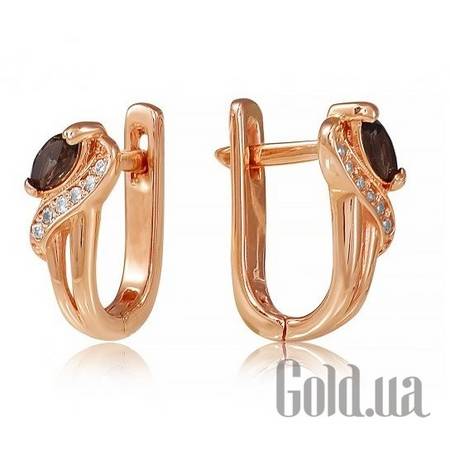 Серьги Золотые серьги с раухтопазами и куб. циркониями