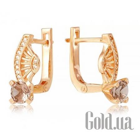 Серьги Золотые серьги с раухтопазами и куб. циркониями