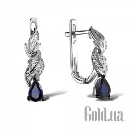 Серьги Золотые серьги с бриллиантами и сапфирами