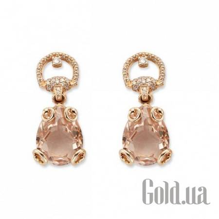 Серьги с подвесками Золотые серьги с бриллиантами и морганитом