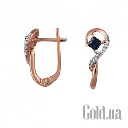 Серьги Золотые серьги с бриллиантами и сапфирами