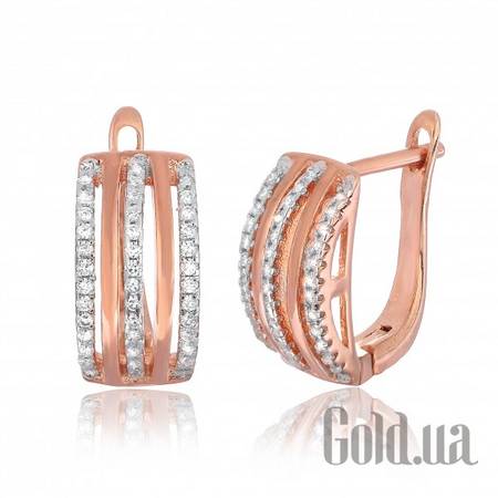 Серьги Серебряные серьги с  куб. циркониями в позолоте