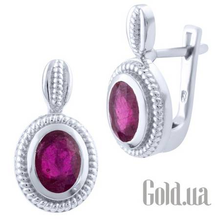 Серьги Серебряные серьги с рубинами
