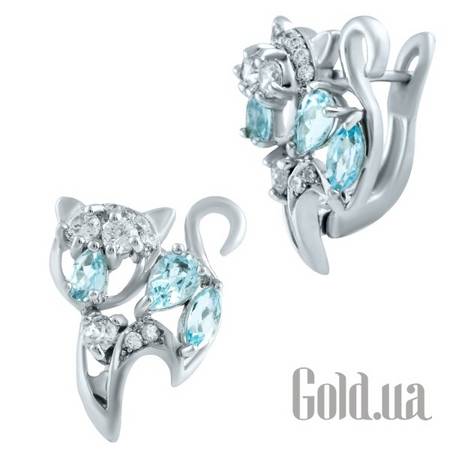 Серьги Серебряные серьги с топазами и куб.циркониями