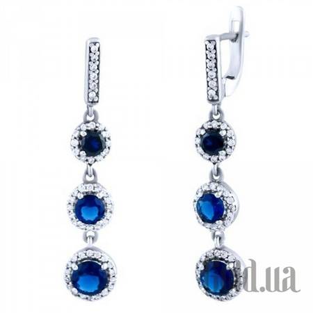 Серьги с подвесками Серебряные серьги с куб. циркониями