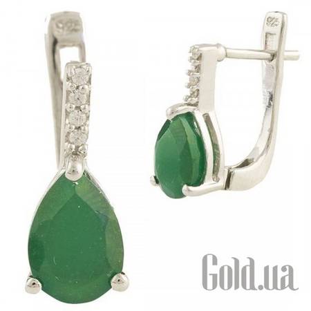 Серьги Серебряные серьги с агатами и куб. циркониями