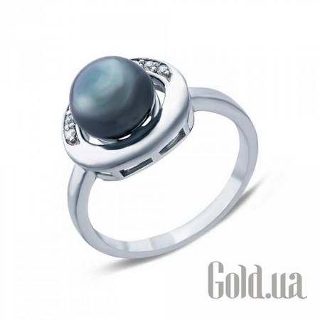 Женские кольца Женское серебряное кольцо с жемчугом и куб. циркониями, 19.5