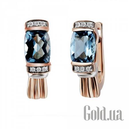 Серьги Золотые серьги с бриллиантами и топазами
