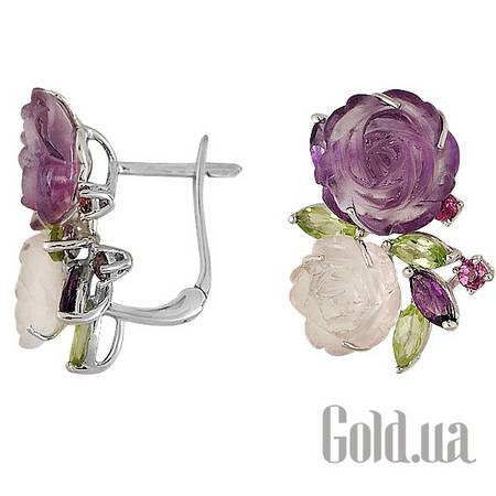 Серьги Золотые серьги с полудрагоценными камнями