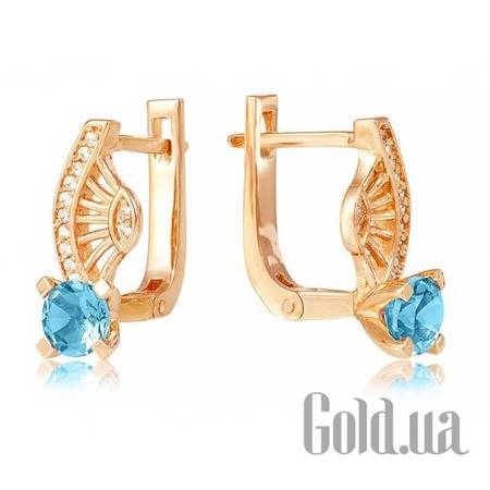 Серьги Золотые серьги с топазами и куб. циркониями