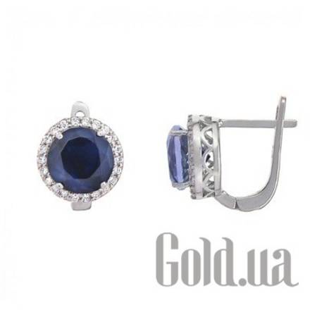 Серьги Серебряные серьги с сапфирами и куб. циркониями