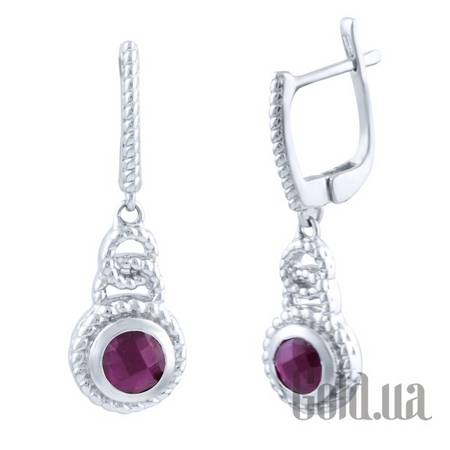Серьги с подвесками Серебряные серьги с рубинами