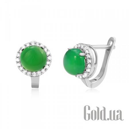 Серьги Серебряные серьги с агатами и куб. циркониями