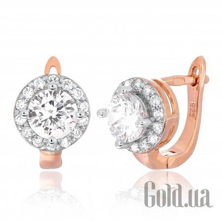 Серьги Серебряные серьги с  куб. циркониями в позолоте