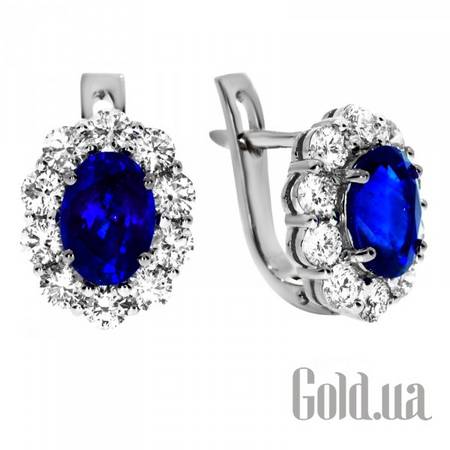 Серьги Золотые серьги с бриллиантами и сапфирами