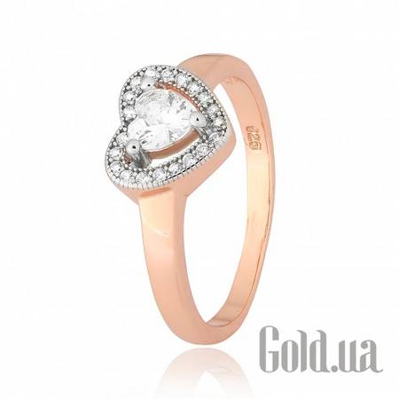 Кольцо Серебряное кольцо с куб. циркониями в позолоте, 18.5