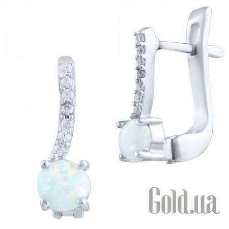 Серьги Серебряные серьги с опалами и куб. циркониями