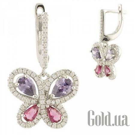 Серьги с подвесками Серебряные серьги с куб. циркониями