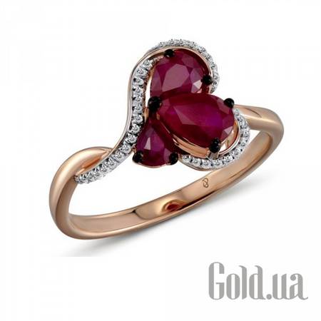 Кольцо Золотое кольцо с бриллиантами и рубинами, 17