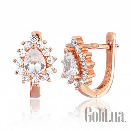 Серьги Серебряные серьги с  куб. циркониями в позолоте