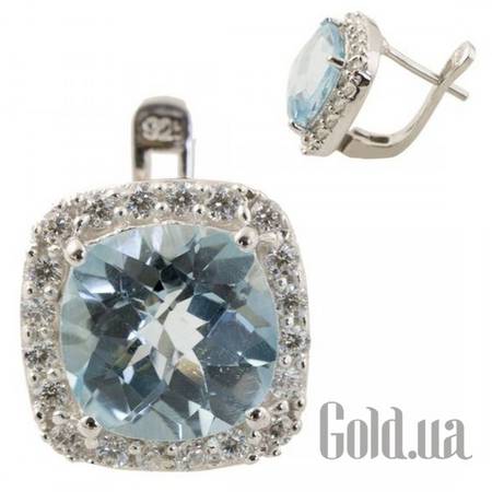 Серьги Серебряные серьги с топазами и куб. циркониями