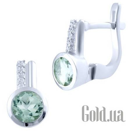 Серьги Серебряные серьги с аметистами и куб. циркониями