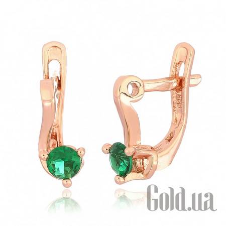 Серьги Серебряные серьги с  куб. циркониями в позолоте