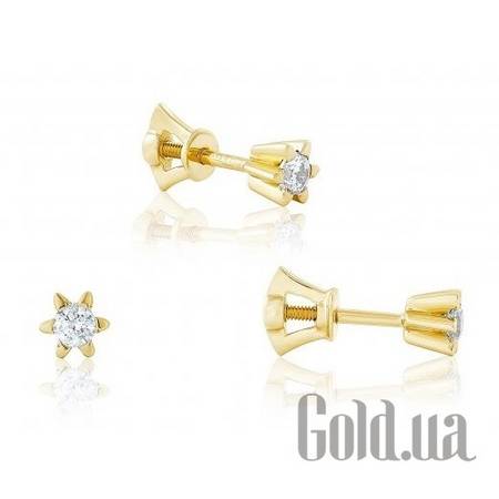 Серьги-гвоздики Золотые серьги с циркониями Swarovski Zirconia