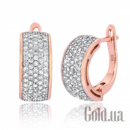 Серьги Серебряные серьги с  куб. циркониями в позолоте