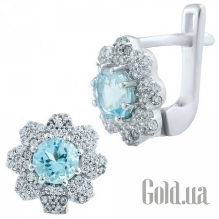 Серьги Серебряные серьги с топазами и куб. циркониями