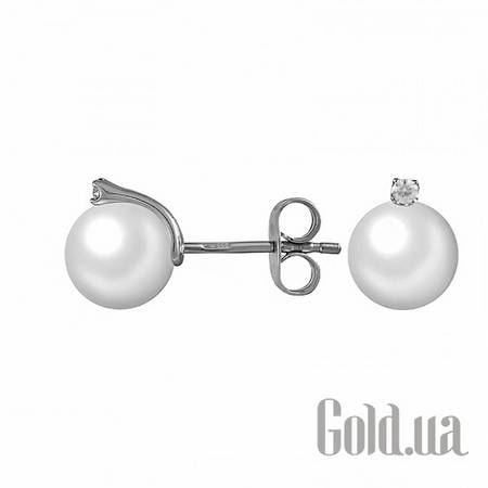 Серьги-гвоздики Золотые серьги с бриллиантами и жемчугом