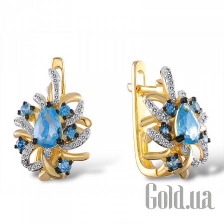 Серьги Золотые серьги с бриллиантами и топазами