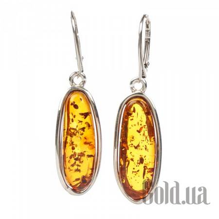 Серьги с подвесками Серебряные серьги с янтарем