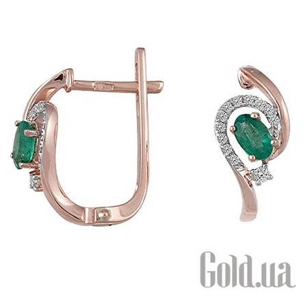 Серьги Золотые серьги с бриллиантами и изумрудами
