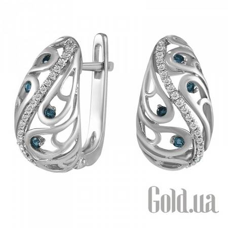 Серьги Золотые серьги с бриллиантами и сапфирами