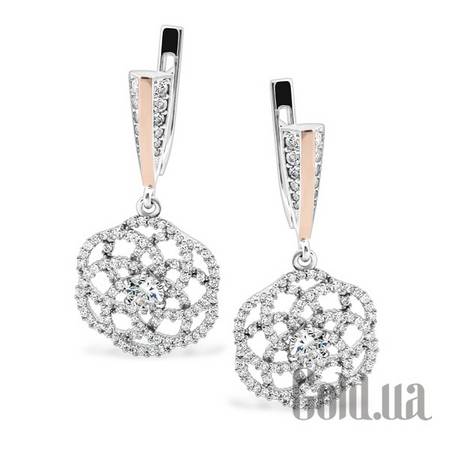 Серьги с подвесками Серебряные серьги с куб. циркониями в позолоте