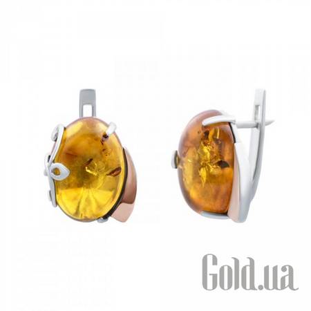 Серьги Серебряные серьги с янтарем