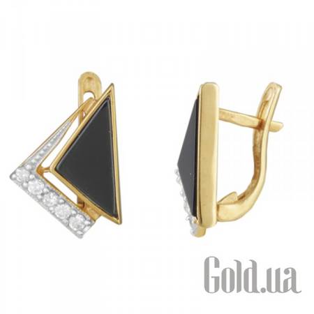 Серьги Серебряные серьги с куб. циркониями в позолоте