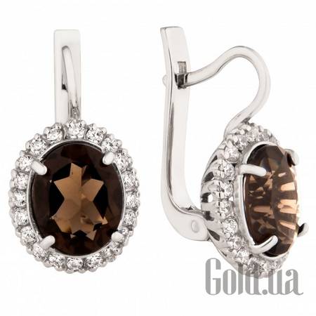 Серьги Серебряные серьги с куб. циркониями и раухтопазами