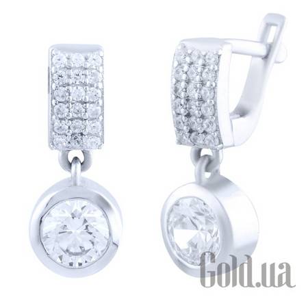 Серьги с подвесками Серебряные серьги с куб. циркониями