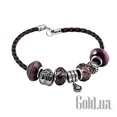 Браслет Кожаный браслет с серебром и 7 подвесками