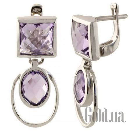 Серьги с подвесками Серебряные серьги с аметистами