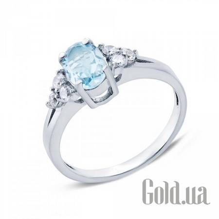 Женские кольца Женское серебряное кольцо с топазом и куб. циркониями, 17