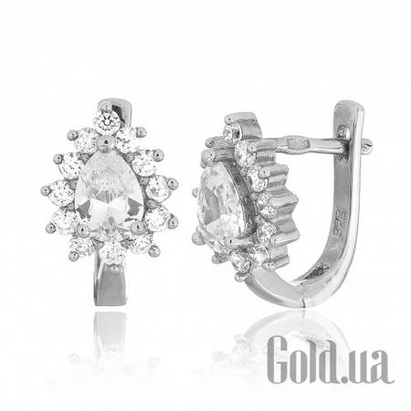 Серьги Серебряные серьги  с куб. циркониями