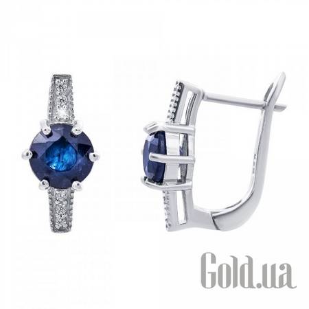 Серьги Серебряные серьги с сапфирами и куб. циркониями