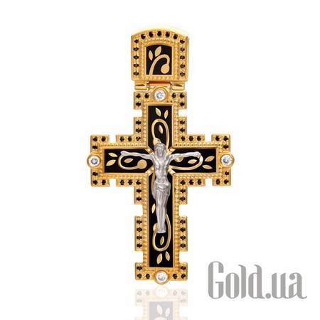 Кулон-крестик Золотой кулон с бриллиантами и эмалью