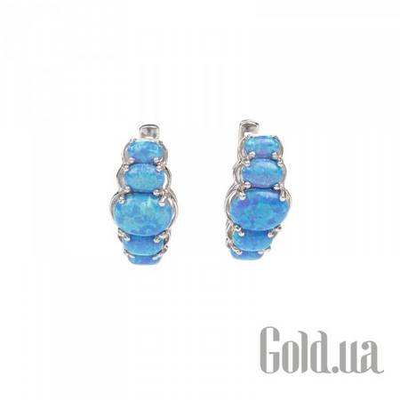 Серьги Серебряные серьги с синт. опалами