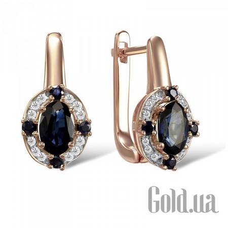 Серьги Золотые серьги с бриллиантами и сапфирами